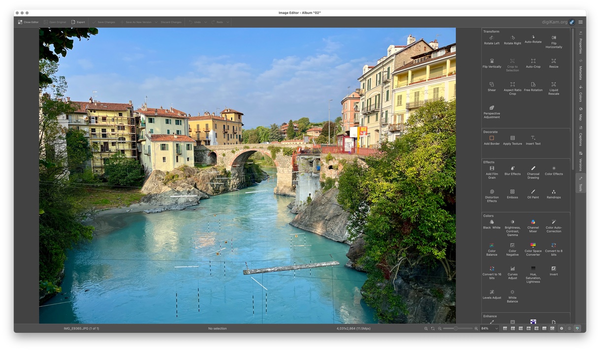 A screenshot of the digiKam image editor screen