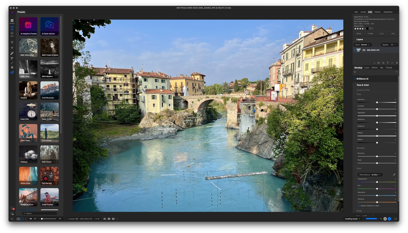 A screenshot of the ON1 Photo RAW edit screen